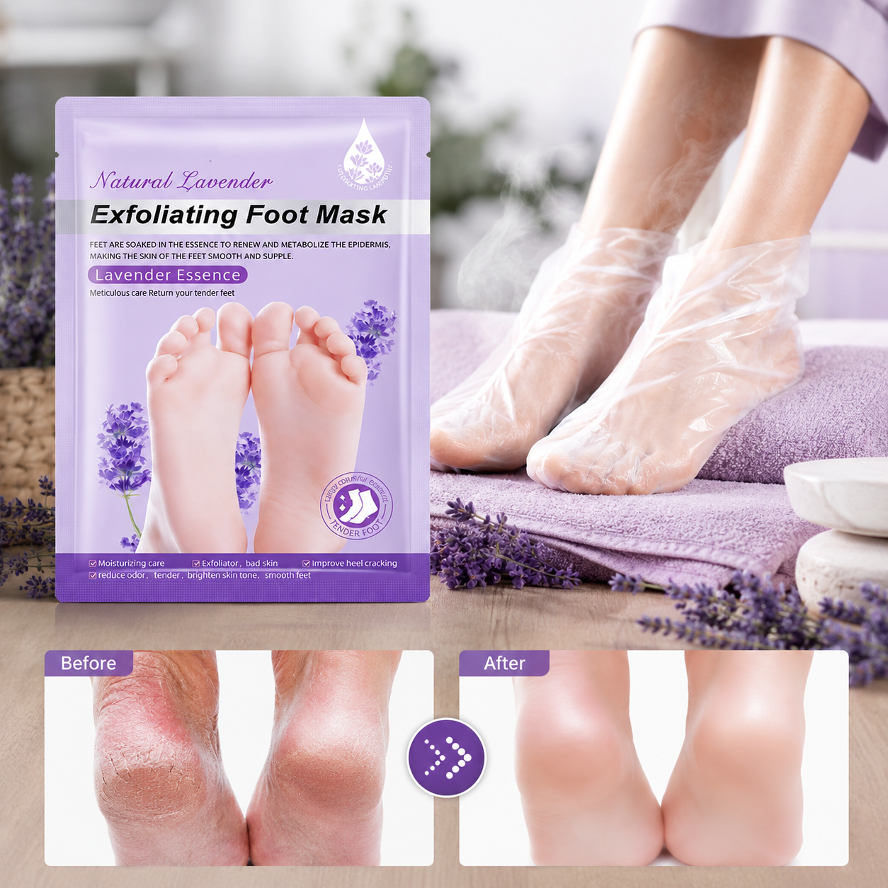 Korean Foot Peel Mask for Dry & Cracked Feet (Pack of 3)
