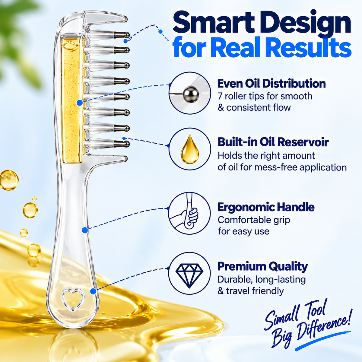 Smart Hair Oil Comb | Easy, Mess-Free Oiling