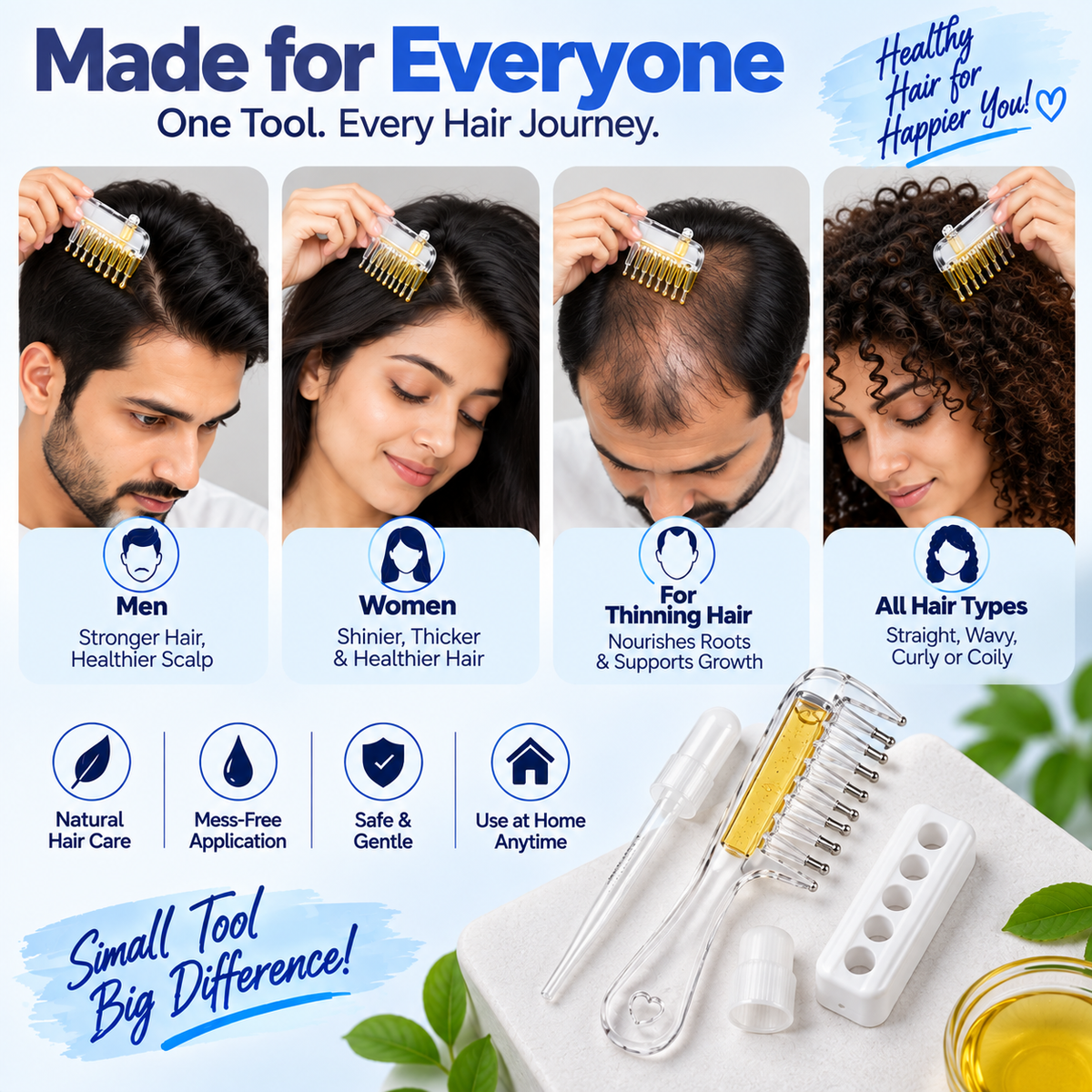 Smart Hair Oil Comb | Easy, Mess-Free Oiling
