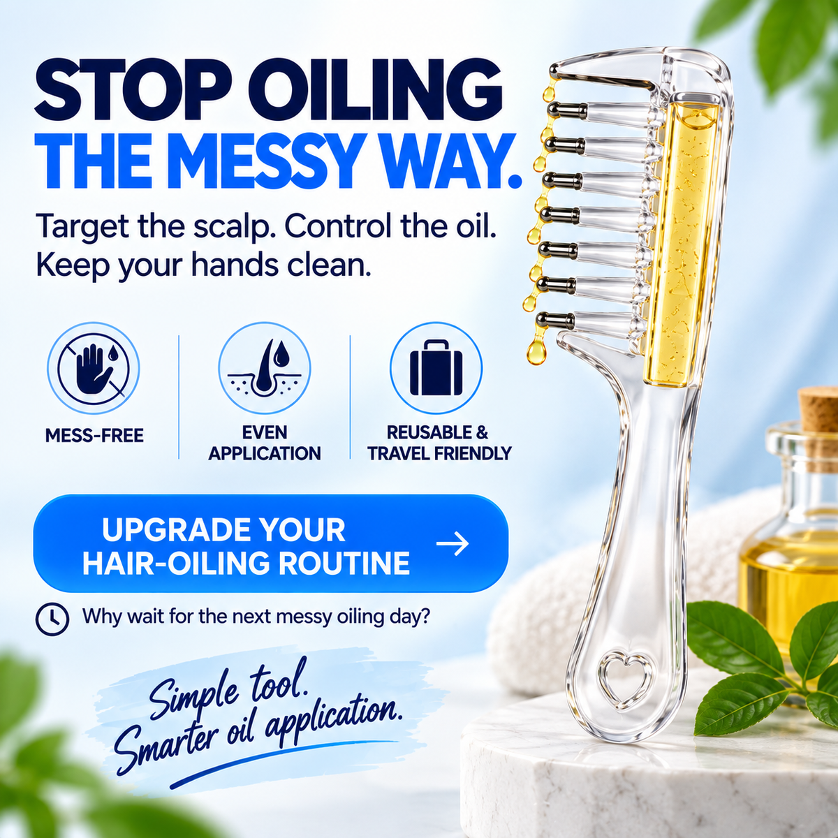 Smart Hair Oil Comb | Easy, Mess-Free Oiling