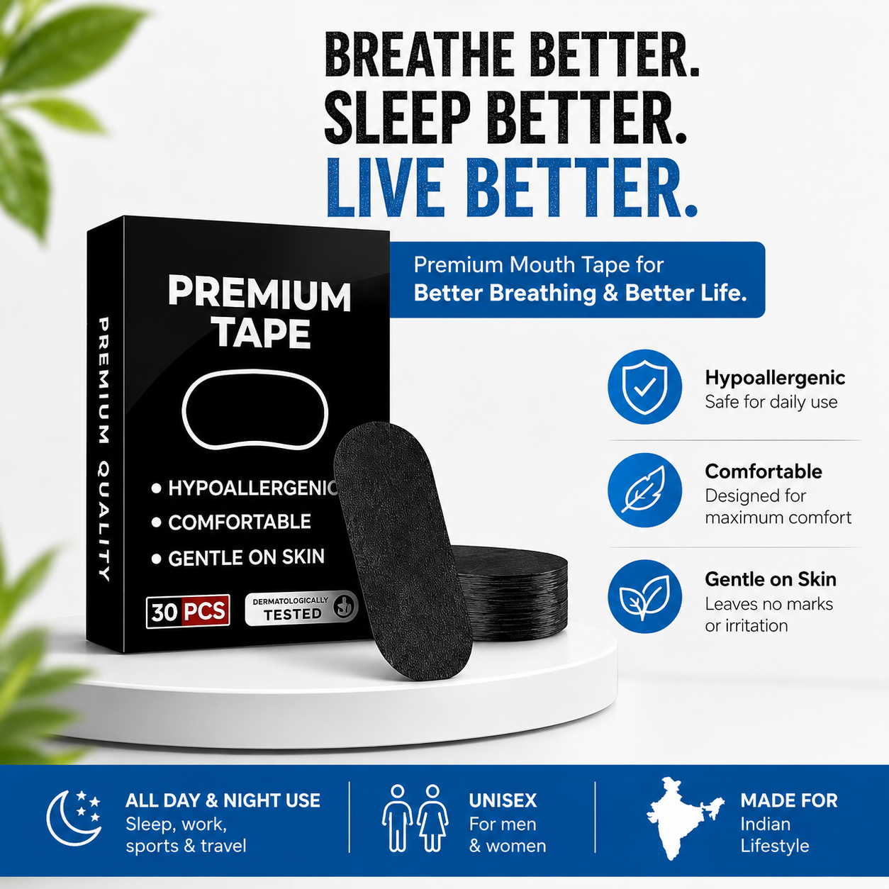 Premium Mouth Tape |  Reduce Snoring, Stop Mouth Breathing