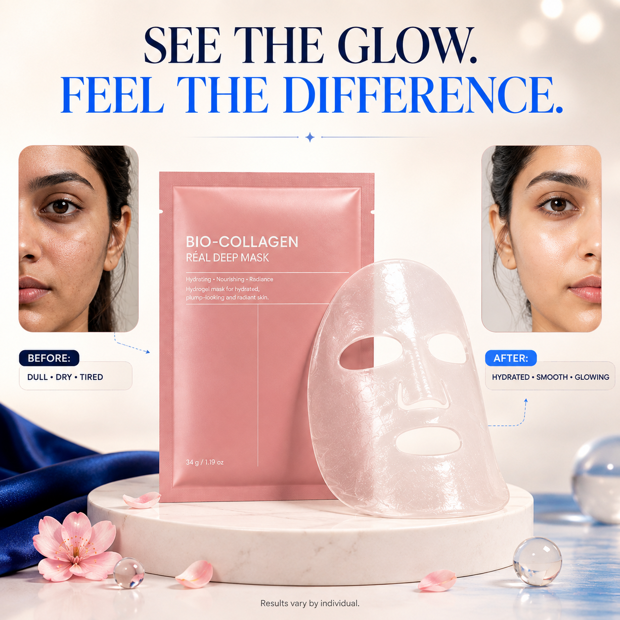 Collagen Face Mask (Pack of 3) | Instant Glow & Deep Hydration