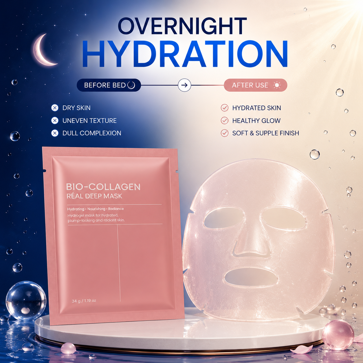Collagen Face Mask (Pack of 3) | Instant Glow & Deep Hydration