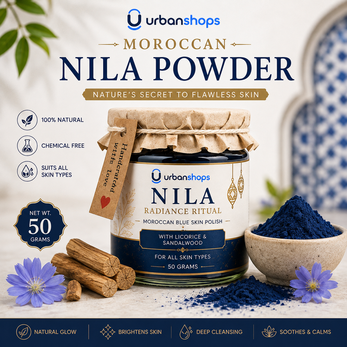 Moroccan Nila Powder ( Hand Crafted )| Tan Removal & Natural Glow