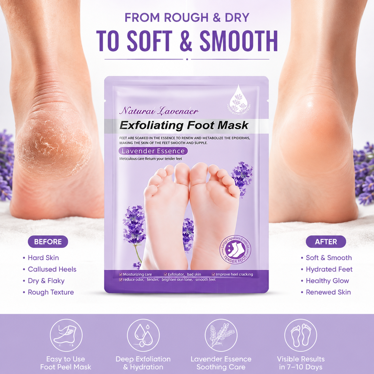 Korean Foot Peel Mask for Dry & Cracked Feet (Pack of 3)