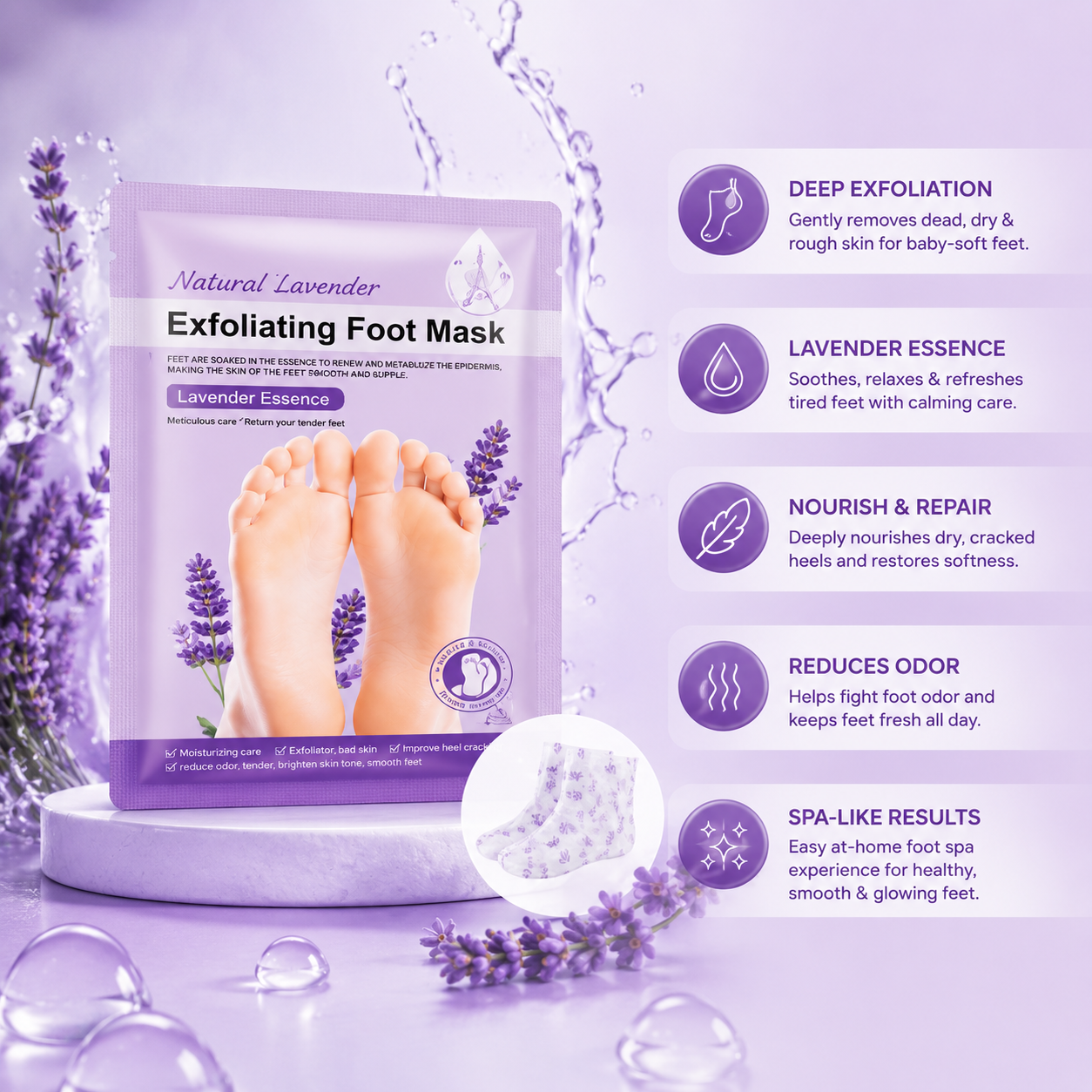 Korean Foot Peel Mask for Dry & Cracked Feet (Pack of 3)
