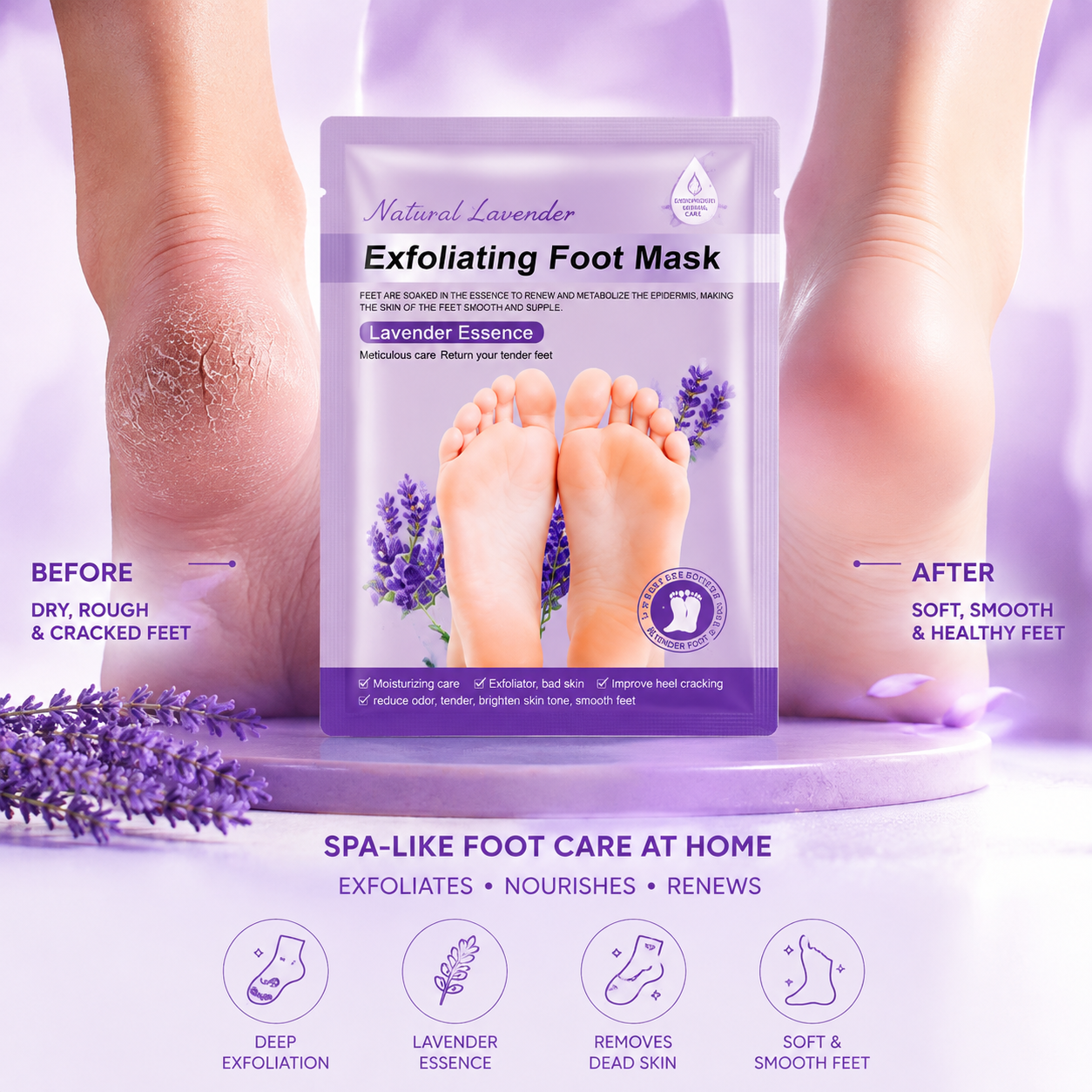 Korean Foot Peel Mask for Dry & Cracked Feet (Pack of 3)