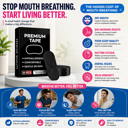Premium Mouth Tape |  Reduce Snoring, Stop Mouth Breathing